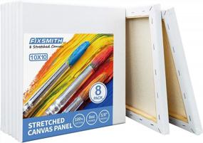 img 4 attached to FIXSMITH Stretched White Blank Canvas - 10 X10 Inch, Bulk Pack Of 8, Primed, 100% Cotton, 5/8 Inch Profile Of Super Value Pack For Acrylics,Oils & Other Painting Media