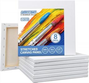 img 3 attached to FIXSMITH Stretched White Blank Canvas - 10 X10 Inch, Bulk Pack Of 8, Primed, 100% Cotton, 5/8 Inch Profile Of Super Value Pack For Acrylics,Oils & Other Painting Media