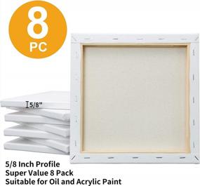 img 2 attached to FIXSMITH Stretched White Blank Canvas - 10 X10 Inch, Bulk Pack Of 8, Primed, 100% Cotton, 5/8 Inch Profile Of Super Value Pack For Acrylics,Oils & Other Painting Media