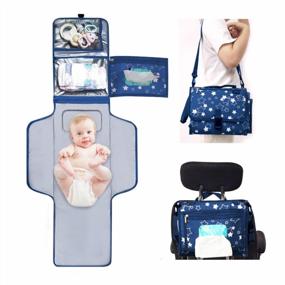 img 4 attached to Portable Diaper Changing Pad With Wipes Pocket And Cushioned Pad For Baby, Lightweight Waterproof Travel Mat - Christmas Gifts For Mom