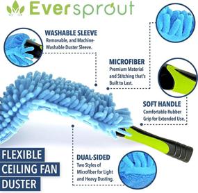 img 2 attached to 🧹 Flexible Microfiber Ceiling & Fan Duster - 17'' with Hand-Grip, Washable Sleeve - Fits Any Fan Blade - Ideal for Threaded Poles (Pole Sold Separately)