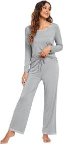 img 2 attached to Soft Bamboo Pajama Set For Women With Long Sleeves And Comfy Lounge Pants - HXG Sleepwear In Sizes S-4X