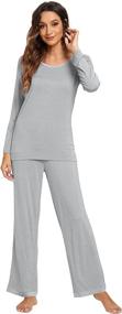 img 4 attached to Soft Bamboo Pajama Set For Women With Long Sleeves And Comfy Lounge Pants - HXG Sleepwear In Sizes S-4X
