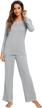 soft bamboo pajama set for women with long sleeves and comfy lounge pants - hxg sleepwear in sizes s-4x logo
