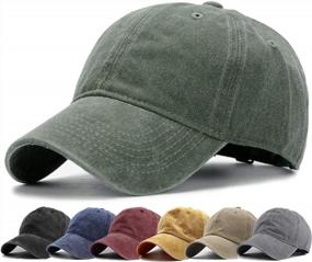 img 4 attached to Washed Distressed Twill Baseball Cap: Vintage Style For Men And Women By HH HOFNEN