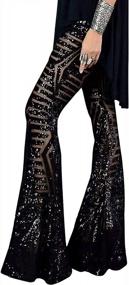 img 4 attached to Sparkle In Style With High-Waisted Bell Bottoms For Women: Blencot'S Sequin Flared Trousers