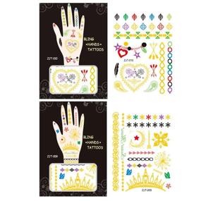 img 4 attached to Shimmering Heart And Tiara Metallic Hand Tattoos From Wrapables - Stay On-Trend With Temporary Body Art