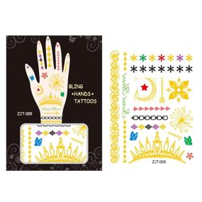 img 3 attached to Shimmering Heart And Tiara Metallic Hand Tattoos From Wrapables - Stay On-Trend With Temporary Body Art