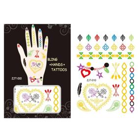 img 2 attached to Shimmering Heart And Tiara Metallic Hand Tattoos From Wrapables - Stay On-Trend With Temporary Body Art