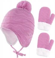 warm winter hat and mittens set for toddlers 6-36 months | fleece knit beanie hat gloves logo
