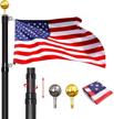 20ft heavy duty aluminum in ground telescoping flag pole kit with 3x5 american flag - outdoor old glory flagpole for outside, yard, residential or commercial use (black) logo