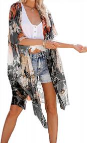 img 4 attached to GOSOPIN Women'S Floral Print Kimono Cardigan For Beach & Swimwear: A Fashionable And Comfortable Summer Essential