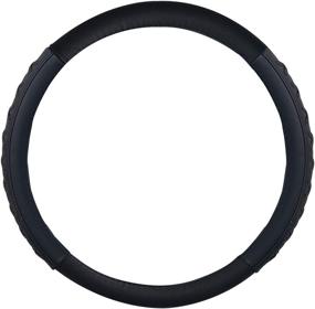 img 2 attached to 🚗 FH Group FH2022BLACK Universal Fit 15 Inch Genuine Leather Steering Wheel Cover with Lace-Up Detailing in Black - Ideal for Cars, SUVs, and Trucks