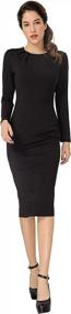 img 3 attached to 👗 Square Neck Sheath Midi Dress for Women's Work Office Business by Marycrafts