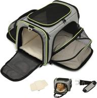 expandable pet travel carrier for cats small dog - airline approved, 4 sides, collapsible design with 2 mesh pockets, 3 entry points, washable pads, and shoulder strap logo