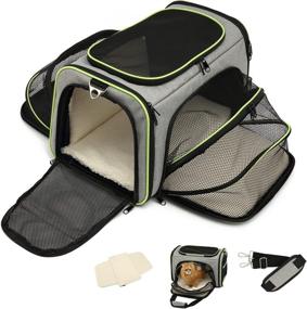 img 4 attached to Expandable Pet Travel Carrier for Cats Small Dog - Airline Approved, 4 Sides, Collapsible Design with 2 Mesh Pockets, 3 Entry Points, Washable Pads, and Shoulder Strap