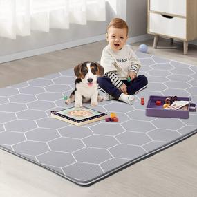 img 1 attached to Non-Toxic Baby Play Mat - Haute Collection Crawling Mat With Cushioned Reversible Anti-Slip Surface For Indoor And Outdoor Use. Waterproof Soft Foam Playmat For Infants, Toddlers, And Kids