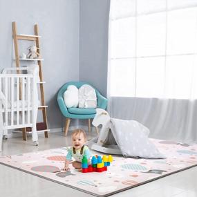 img 2 attached to Non-Toxic Baby Play Mat - Haute Collection Crawling Mat With Cushioned Reversible Anti-Slip Surface For Indoor And Outdoor Use. Waterproof Soft Foam Playmat For Infants, Toddlers, And Kids