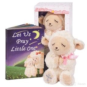 img 4 attached to 🐑 Baptism Gifts for Girls - MyMateZoe Gift Set for Christening, Dedication, and Newborn Baby, Includes 7" Praying Lamb Plush Toy and Let Us Pray Baby Book in Keepsake Gift Box