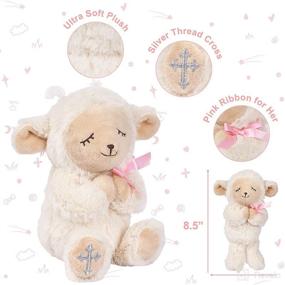 img 2 attached to 🐑 Baptism Gifts for Girls - MyMateZoe Gift Set for Christening, Dedication, and Newborn Baby, Includes 7" Praying Lamb Plush Toy and Let Us Pray Baby Book in Keepsake Gift Box