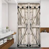 rustic wooden vintage wood shower curtain 36x72in - farmhouse country barn door stall small 12 hooks waterproof garage cabin half narrow logo