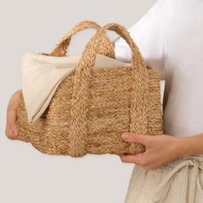 img 3 attached to Stylish And Sustainable Woven Jute Baskets With Handles For Home And Nursery Storage - GooBloo 10” X 7” Set Of Two