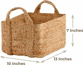 img 1 attached to Stylish And Sustainable Woven Jute Baskets With Handles For Home And Nursery Storage - GooBloo 10” X 7” Set Of Two