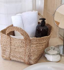 img 2 attached to Stylish And Sustainable Woven Jute Baskets With Handles For Home And Nursery Storage - GooBloo 10” X 7” Set Of Two