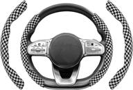 xcbyt cute steering wheel cover - black and white boho steering wheel cover safe and non slip car accessory universal fit 14 logo