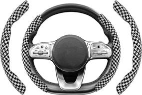 img 4 attached to XCBYT Cute Steering Wheel Cover - Black And White Boho Steering Wheel Cover Safe And Non Slip Car Accessory Universal Fit 14