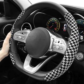 img 3 attached to XCBYT Cute Steering Wheel Cover - Black And White Boho Steering Wheel Cover Safe And Non Slip Car Accessory Universal Fit 14