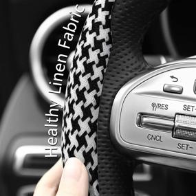 img 1 attached to XCBYT Cute Steering Wheel Cover - Black And White Boho Steering Wheel Cover Safe And Non Slip Car Accessory Universal Fit 14