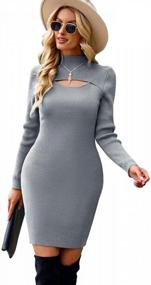 img 4 attached to Knit Turtleneck Sweater Dress For Women - Long Sleeve, Slim Fit, High Waist, Sexy Mini Dress For Fall/Winter By YYW