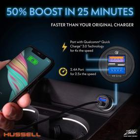 img 3 attached to 🔌 Hussell Car Charger Adapter - Portable USB 3.0 with Fast Charge Technology, Dual Ports - Compatible with Apple iPhone, Android, Tablet, and Other USB Devices