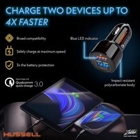 img 2 attached to 🔌 Hussell Car Charger Adapter - Portable USB 3.0 with Fast Charge Technology, Dual Ports - Compatible with Apple iPhone, Android, Tablet, and Other USB Devices