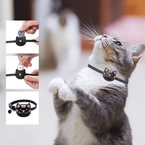 img 2 attached to 🔔 JIPIMON Airtag Cat Collar with Bell - Adjustable Genuine Leather Holder for Cats or Kittens in Cat Shape Design