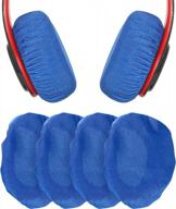 headphone covers, pchero 2 pairs washable flex headset earpad cloth cover for gym training aviation racing gaming wireless wired over the ear headphones (fit 3.5" - 4.3", blue color) logo