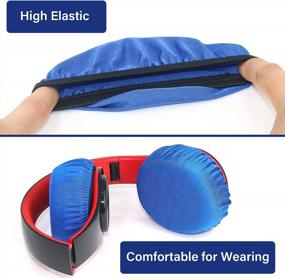 img 2 attached to Headphone Covers, PChero 2 Pairs Washable Flex Headset Earpad Cloth Cover For Gym Training Aviation Racing Gaming Wireless Wired Over The Ear Headphones (Fit 3.5" - 4.3", Blue Color)