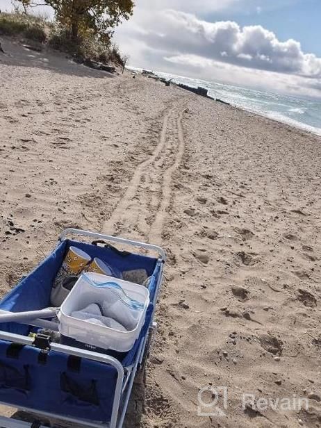 img 1 attached to Convenient And Sturdy Collapsible All-Terrain Beach Wagon - MacSports Heavy Duty Utility Cart In Blue/White review by Curtis Nice