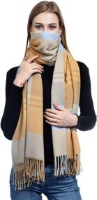 img 4 attached to LERDU Fashion Lattice Pashmina Oversized Women's Accessories ~ Scarves & Wraps