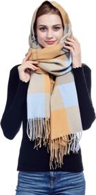 img 3 attached to LERDU Fashion Lattice Pashmina Oversized Women's Accessories ~ Scarves & Wraps