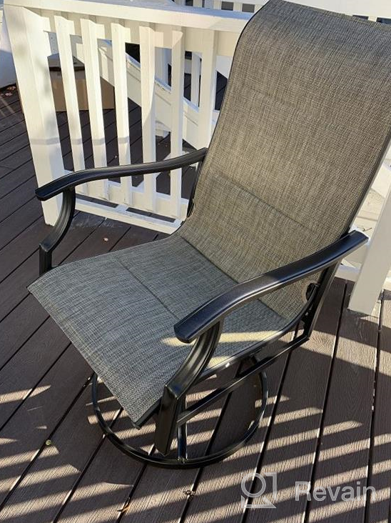 img 1 attached to Set Of 2 PHI VILLA Outdoor High Back Dining Chairs With Textilene Fabric Padding And Steel Frame, Perfect For Patio, Porch, Deck, And Yard Use review by Sarah Pullen