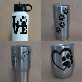 img 2 attached to 🐾 Paw Decals 4 Pack: Dog Paws, Love with a Paw, Paw Heartbeat, Paw Prints Stickers (Black, Small ~3.5 Inches)