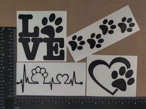 img 3 attached to 🐾 Paw Decals 4 Pack: Dog Paws, Love with a Paw, Paw Heartbeat, Paw Prints Stickers (Black, Small ~3.5 Inches)