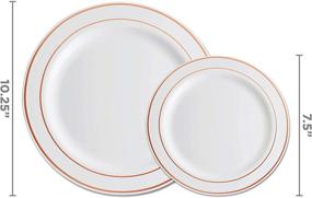 img 3 attached to 🌹 Premium 350 Piece Rose Gold Dinnerware Set | Perfect for 50 Guests | Elegant Plastic Plates, Silverware, Cups, and Napkins | Disposable Rose Gold Dinnerware Set