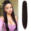 28 inch long straight drawstring ponytail extensions | natural synthetic hairpiece clip-in for women & girls logo