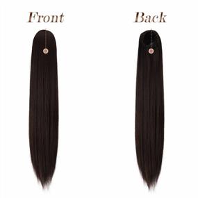 img 3 attached to 28 Inch Long Straight Drawstring Ponytail Extensions | Natural Synthetic Hairpiece Clip-In For Women & Girls