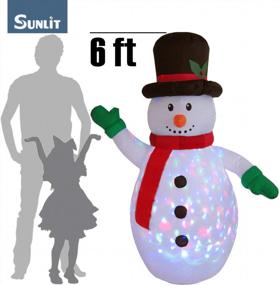 img 3 attached to 6Ft Kaleidoscope Lightshow Colorful Lights Snowman Christmas Inflatable Lighted Yard Decoration With Blower And Adaptor For Indoor Porch Outdoor
