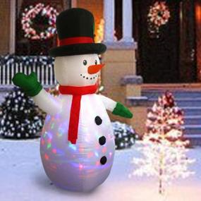 img 4 attached to 6Ft Kaleidoscope Lightshow Colorful Lights Snowman Christmas Inflatable Lighted Yard Decoration With Blower And Adaptor For Indoor Porch Outdoor