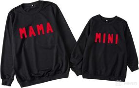 img 4 attached to 👩 Matching Sweatshirt for Women, Baby and Family - Mama Mini Print Sweater Pullover Top for Mommy and Me, Fall Winter Clothes